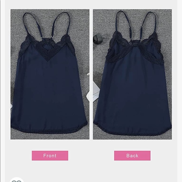Sexy V Neck Tank Top. Navy Blue. Medium - Picture 3 of 4